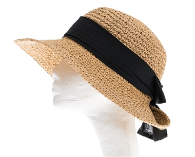 Wholesale Womens Straw Hats - ladies straw hats crochet sun hat w tie back sash