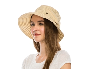 wholesale facesaver hat - packable ribbon travel cap asymmetrical foldable ribbon hat