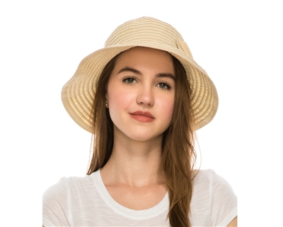 wholesale facesaver hat - packable ribbon travel cap asymmetrical foldable ribbon hat