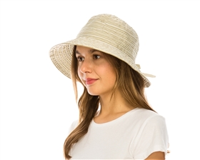 wholesale facesaver hat - split back striped bucket hat