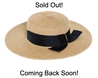 Wholesale Womens Straw Sun Hats Brass Bar Bow UV Protection