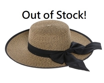 Wholesale Womens Straw Sun Hats Bow - Heathered