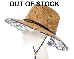 Wholesale lifeguard straw hats palm prints upf 50 sun protection