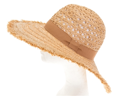Wholesale Peekaboo Crown Raffia Sun Hat Womens Beach Straw Sun Hat