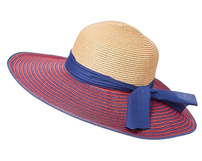 Wholesale Striped Brim Wide Brim Hat