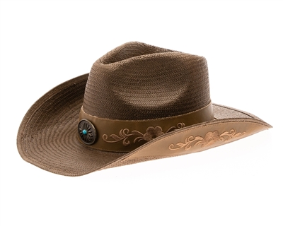 Wholesale Brown Straw Cowboy Hats Handwoven Brown