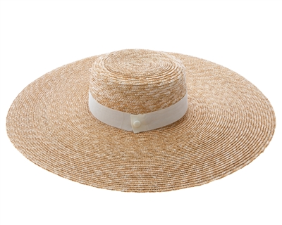 fine straw wide brim boater with band