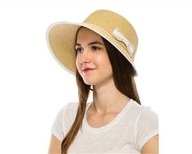 wholesale straw cloche hats - side bow