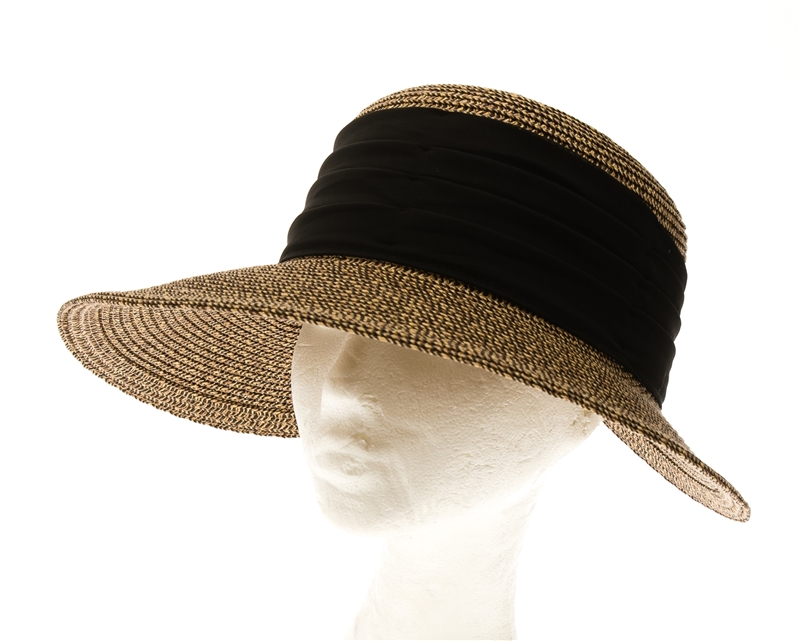 Wholesale Backless Sun Hat w/ Pleated Chiffon Band