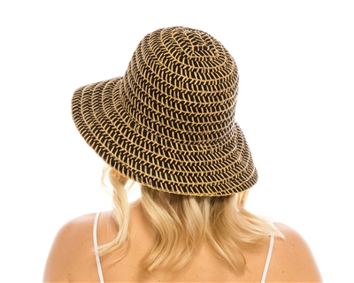 wholesale beach hats - Straw-Stitched Ribbon Bucket Hat