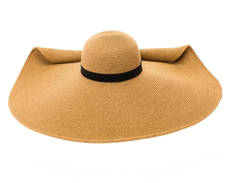 Wholesale Oversized Sun Hats - 9-inch Brim Beach Hats - Women's Straw Sun  Hat w/ Pin Up Brim