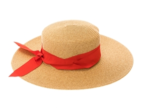 Boater Sun Hat w/ Ribbon Bow