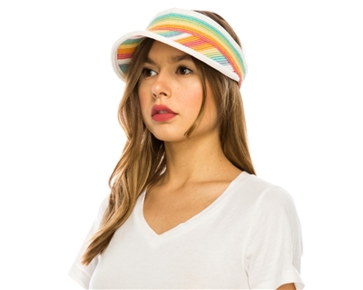 Wholesale Rainbow Hats - Straw Sun Visors Wholesale - Pride Hats Wholesale - Womens Rainbow Summer Hats Wholesale