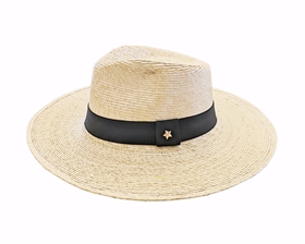 wholesale palm leaf rancher hat - black band