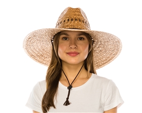 wholesale palm leaf lifeguard hats chin cords - made in mexico straw hats
