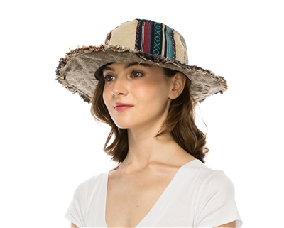 wholesale hemp beach hats - hippie boho patchwork hats wholesale
