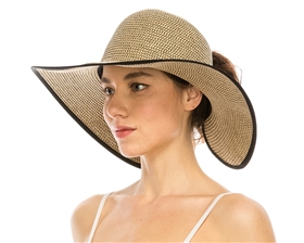Ponytail Sun Hats Wholesale Straw Beach Hat Womens
