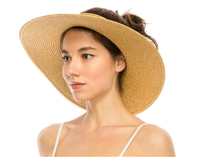 Wholesale crownless straw sun visor hats edge sun hat