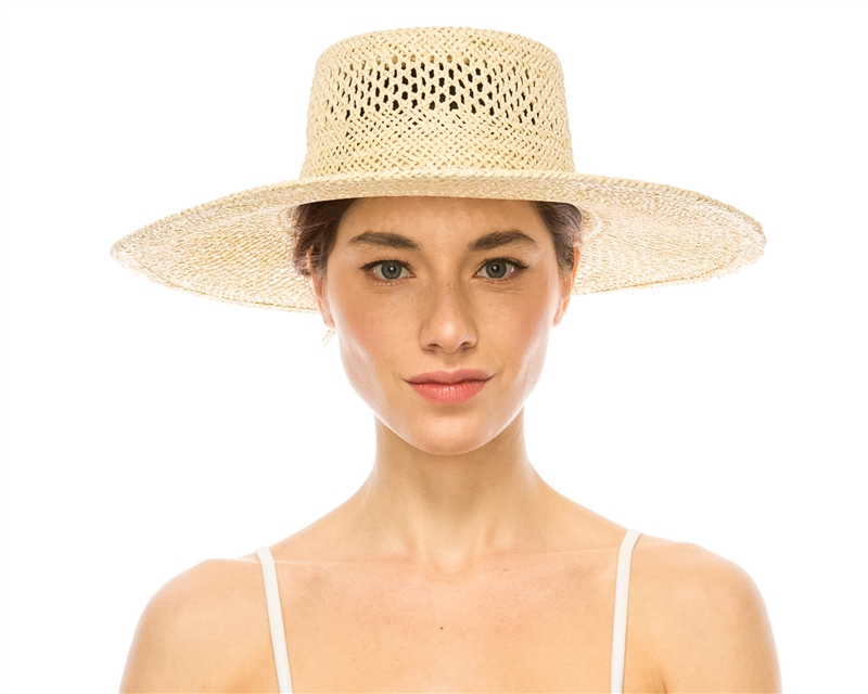 Wholesale Peekaboo Weave Womens Gambler Straw Summer Hats