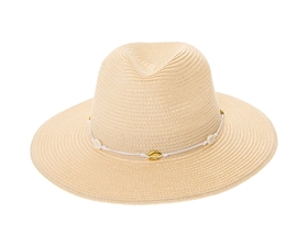 1982 Classic Straw Panama Hat w/ Shell Trim