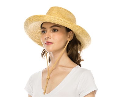 Wholesale Paper Raffia Straw Hats - Women's Sun Hat with Chin Cord