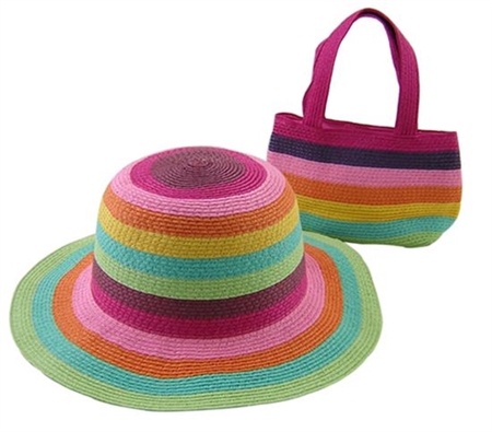 wholesale girls accessories - rainbow kids purse hat sets