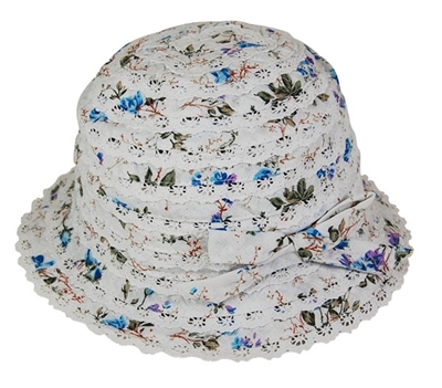 wholesale kids cotton sun hats floral lacy white