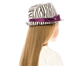 wholesale girls fedora hats zebra print fedora