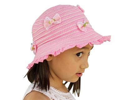 wholesale kids packable sun hats ruffled with bows
