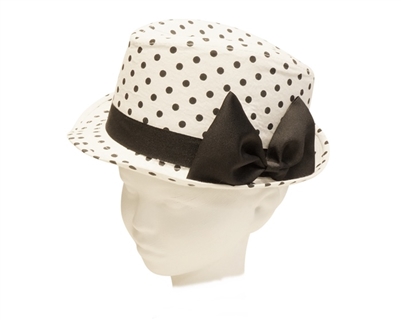 wholesale kid's polka dot fedora hat with bow
