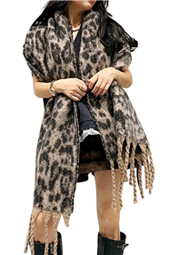 Wholesale Fuzzy Leopard Print Scarves Winter Scarves