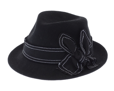 Bulk Black Fedora Hats - Black Felt Fedora Dress Hats Wholesale