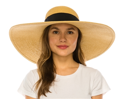 wholesale wide brim sun hats 6 inch brim straw beach hat