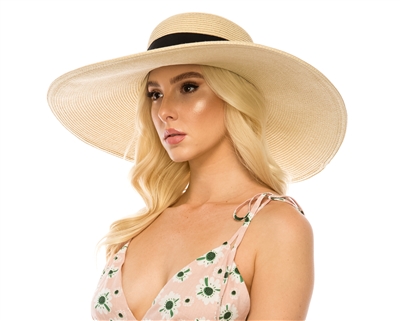 Wholesale Navy Blue Straw Sun Hats - Wide Brim Hat - Los Angeles