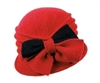 wholesale red cloche hats wool 2-tone bow