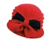 bulk red cloche hats wool 2-tone bow