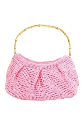 wholesale pink bags - crochet straw purse
