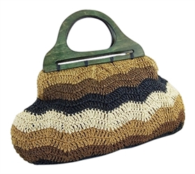 wholesale wavy stripes straw handbag