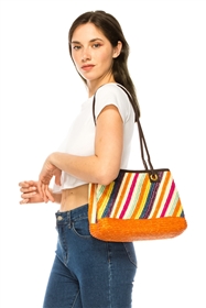 2270 Striped Straw Purse