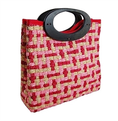 wholesale pink bags - woven straw purse