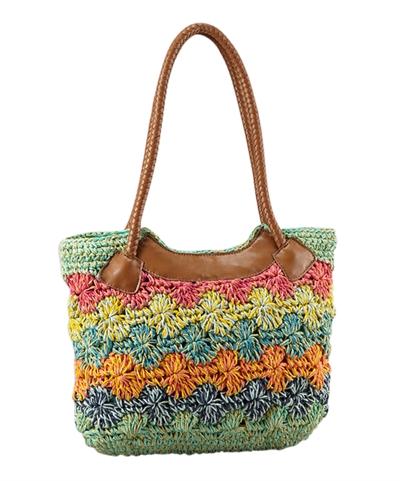 wholesale multicolor crochet straw purse