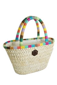 wholesale cornhusk handbag w rainbow trim