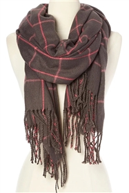 22802 Cashmere Blend Scarf - Grid Pattern