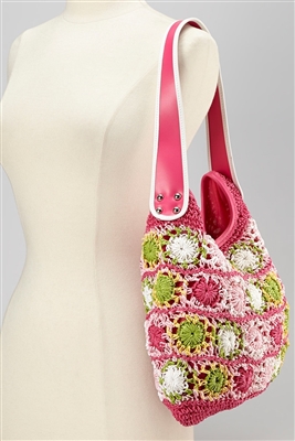 wholesale multicolor crochet straw purse