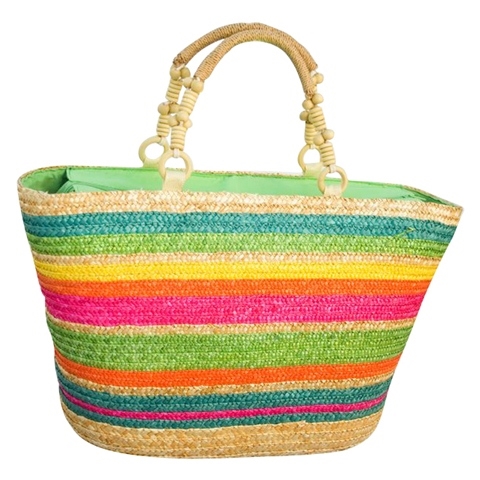 2303 Rainbow Stripe Straw Handbag