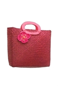 wholesale seagrass straw purses - bright color straw bags - fabric flower