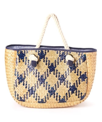 wholesale patterned seagrass handbag  rope handles