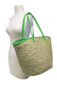 wholesale seagrass straw beach tote bags with color trim
