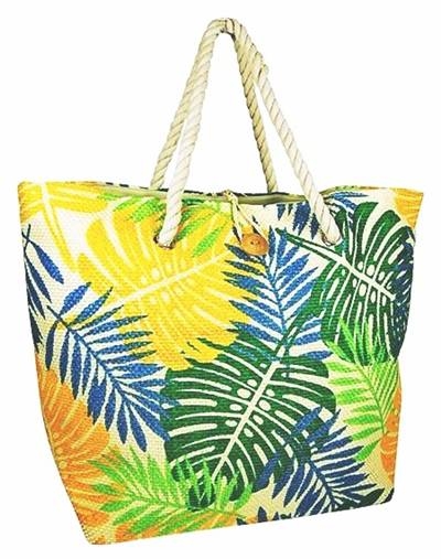 Wholesale Beach Bags - Toyo Straw Tote Bags with Tropical Print and ...