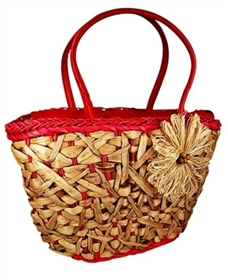 wholesale straw handbags from water hyacinth with raffia flower